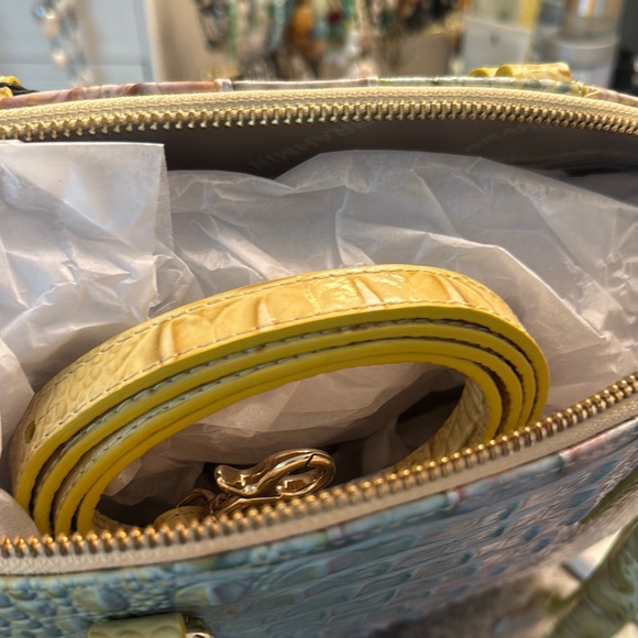 Brahmin Yellow and Blue Croc-Embossed Satchel - Picture 3 of 6